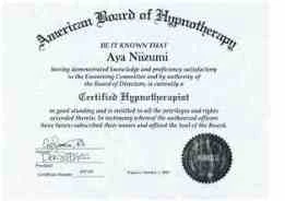 ABH米国催眠療法協会 認定セラピスト資格の写真